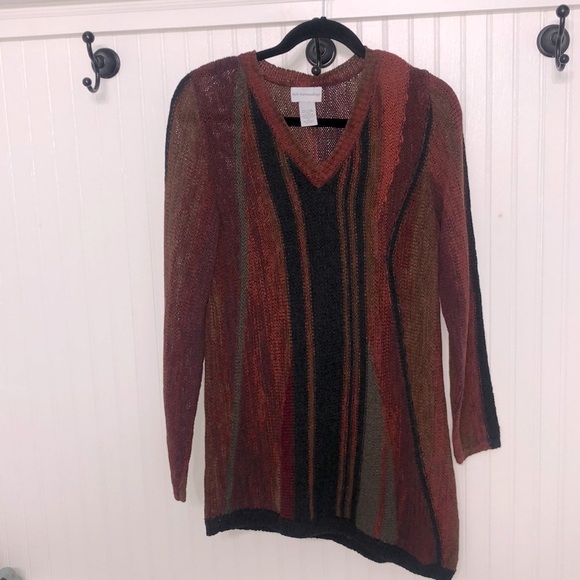 NewSoftSurroundings V-neck TUNIC SWEATER Asymmetrical Hem LongSlv NWOT - Picture 1 of 4